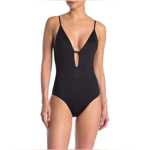 Becca Color Code Plunge One Piece Swimsuit Black - Picture 1 of 6